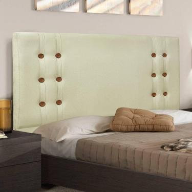 Imagem de Cabeceira Casal Queen 1,60m Estofada Com Botões Em Madeira Cerejeira Em Tecido Linho Georgia – Lucadi rústi