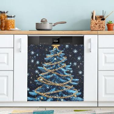Imagem de xigua Linda capa magnética para lava-louças, árvore de Natal, adesivos magnéticos decorativos antiarranhões para painel de geladeira e lava-louças, decoração personalizada de cozinha doméstica 58 x 66