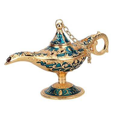 Imagem de Desejo Luz Artesanato Europeu Vintage Lâmpada de Chá Elegante Decoração de Escritório em Casa Ornamento de Presente Transparente Azul Ouro Vermelho Ouro Rosa Transparente Verde (Azul Transparente)