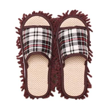 Imagem de Vimeet Chinelos de microfibra limpeza de chão esfregão chinelos de poeira para casa sapatos de limpeza destacáveis ferramenta de limpeza chinelos de dedo aberto unissex