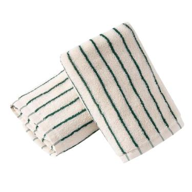 Imagem de HEAVYWOOD Conjunto de 2 toalhas de mão listradas 100% algodão reversíveis, macias e absorventes toalhas de mão decorativas para limpeza de banheiro (listras brancas/verdes, pacote com 2)