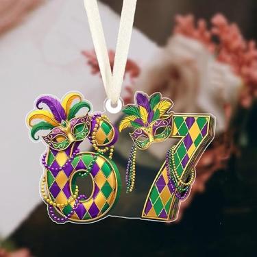 Imagem de Carnaval xadrez 6 e 7 enfeites planos de acrílico para pendurar ideias de troca de presentes de carnaval para amigos família pingentes de janela decoração pendurada