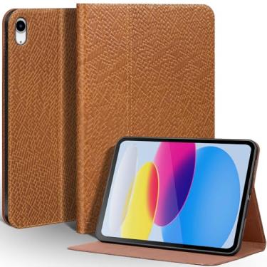 Imagem de Une Diffe Capa de couro para iPad (A16) 11ª geração 2025 11 polegadas, iPad 10ª geração 2022 10,9 polegadas, capa de couro de flor integral com hibernar/despertar automático, antiderrapante, listra