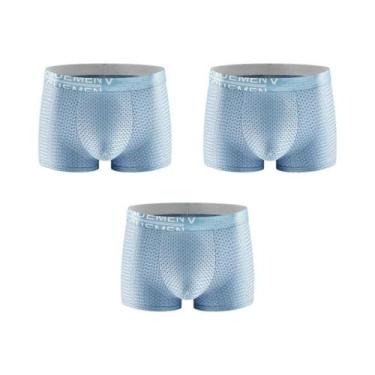 Imagem de Conjunto De 3 Peças De Cuecas Boxer Masculinas Em Seda Gelada Tamanho 