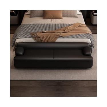 Imagem de Banqueta de cabeceira luxuosa leve para quarto, sala de estar, minimalista, sofá, quarto, banco de cabeceira, vestiário, trocador de sapatos, banco de cabeceira (preto, pequeno)