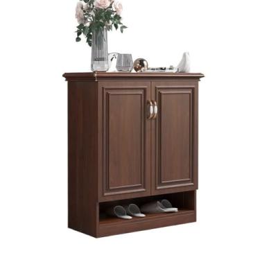 Imagem de Armário de sapatos de entrada de 80 cm, armário de sapatos fino de 36 cm, rack de armazenamento independente de 4 camadas - organizador de armazenamento de sapateira marrom