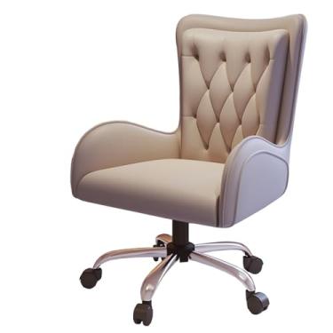 Imagem de Cadeira de escritório doméstico cadeira executiva de couro para computador cadeira reclinável ergonômica para jogos encosto alto com suporte lombar, cadeiras de tarefas de vaidade eleváveis com braços