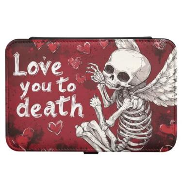 Imagem de Burbuja Caixa de joias de viagem de cupido esqueleto de dia dos namorados para mulheres e meninas, organizador de joias portátil de couro PU para brincos, anéis, colares e pulseiras