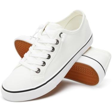 Imagem de XRH Tênis Feminino De Lona Sem Cadarço, Calçado Casual, Cano Baixo, Mocassim Branco, Fashion (Branco, Eua 11)