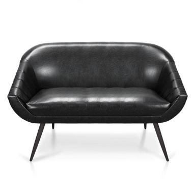 Imagem de Namoradeira 02 Lugares Corano Preto Pés Palito De Ferro