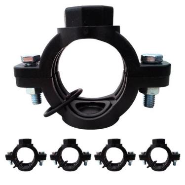 Imagem de Kit 5 Colar de Tomada p/ Manômetro 50mm X 1/4" Derivação Simples Rosca