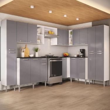 Imagem de Armário Cozinha Modulada Completa de Canto 464cm Pequim Pop Multimóveis MP3772