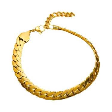 Imagem de Conjunto De Colar E Pulseira De Corrente Larga Dourada Para Mulheres E