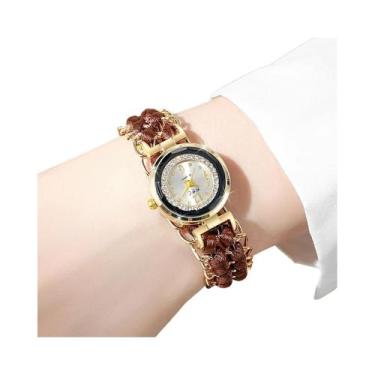 Imagem de Relógio feminino moda pulseira de corda trançada relógios de quartzo -