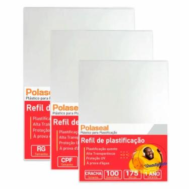 Imagem de Kit 300un Polaseal Crachá Cpf Rg 0,07mm Para Plastificação - Cassmar