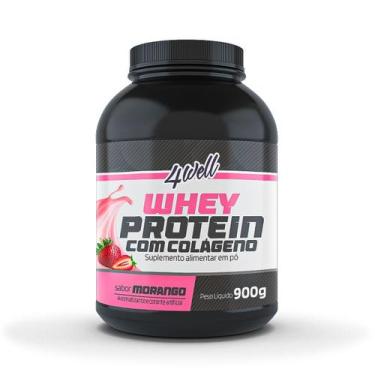 Imagem de Whey Protein com Colágeno 900g 4well Sabor:Baunilha, Morango