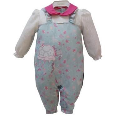 Imagem de Macacão Longo Estampado Luxo Bebê Menina Enxoval Verão 13658 - Lebhua/
