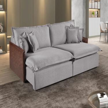 Imagem de Sofa Martins M-160 Linho 2 Modulos 120cm Braco 7cm Estofados Martins