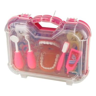 Imagem de Maleta de Brinquedo Mini Kit do Dentista Grande com 9 Peças Paki Toys,