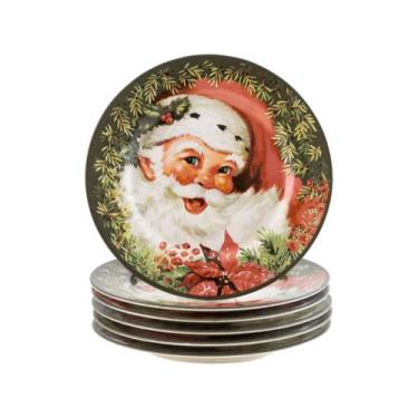 Imagem de JOGO DE PRATOS PARA SOBREMESA NATAL PAPAI NOEL C/6 UND 1ªLIN - Alleanz