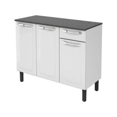 Imagem de Balcão Itatiaia Rose 3 Portas 1 Gaveta Com Tampo, Branco