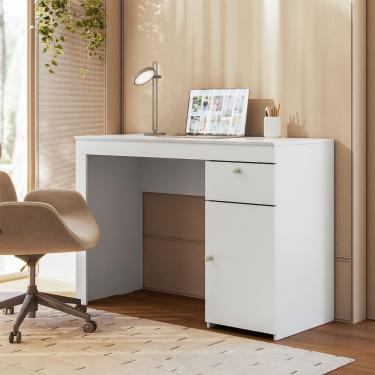 Imagem de Mesa Escrivaninha Home Office Computador Com Prateleira 1 Gaveta Iris