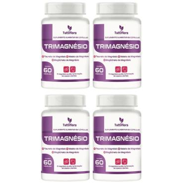 Imagem de Kit 4x Tri Magnésio (Malato, Taurato, Bisglicinato) 60 Cápsulas Tuttiflora-Unissex
