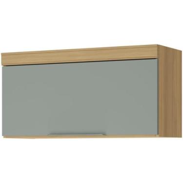 Imagem de Armário Aéreo 80cm 1 Porta 100 MDF Marquesa Nesher, Amadeirado Nature 