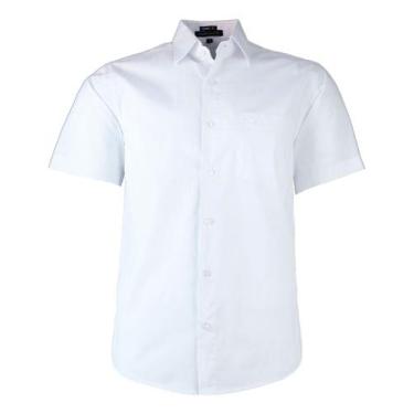 Imagem de Camisa Social Manga Curta Amil Bolso Liso 100% Algodão 1686, Branco, 4