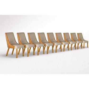 Imagem de Kit 8 Cadeiras Maciça De Jantar Estofada Bella- Arbo Design