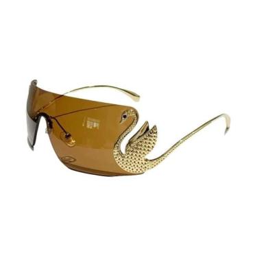 Imagem de Óculos De Sol Femininos Oversized Sem Armação Com Gradiente UV400 Anti