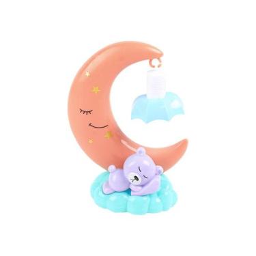 Imagem de Mini Luminária Decorativa Lua Plástica LED Mesa Infantil Quarto Estudo