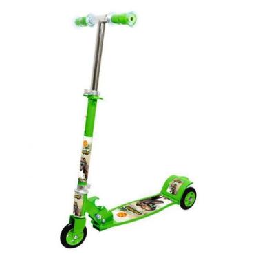 Imagem de Patinete Infantil Dinossauro 3 Rodas Altura Ajustável Verde - DM Toys