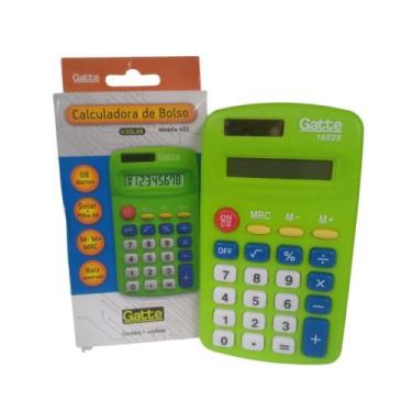 Imagem de Calculadora de Bolso e Mesa Solar + Pilha AA 08 Dígitos - Gatte - BRW,