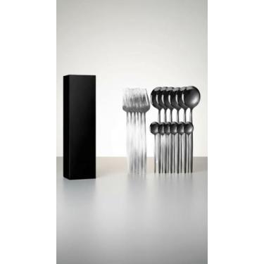 Imagem de Conjunto de Talheres 24 Peças Aço Inox Preto - Congratulations Store