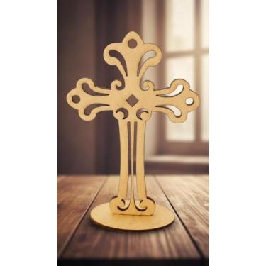 Imagem de Kit 60 Mini Crucifixo em MDF Cru 8cm para Lembrança - Congratulations 
