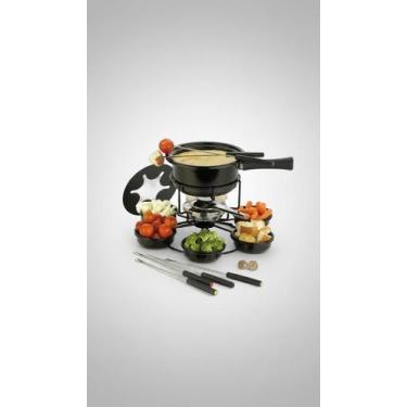 Imagem de Kit Fondue Giratório 16 Peças Preto 1 Litro - Congratulations Store