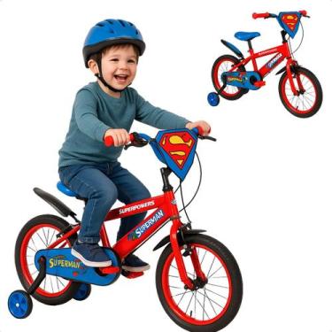 Imagem de Bicicleta Infantil Aro 16 Com Rodinhas Super Herói Superman Para Crian