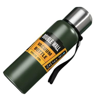 Imagem de Garrafa térmica NC Thermos de 1,5 l de aço inoxidável, caneca de viagem de grande capacidade para esportes ao ar livre com corda e filtro para esportes, escritório, viagem - preto