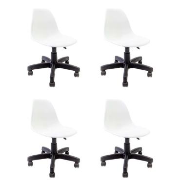 Imagem de Conjunto com 4 Cadeiras de Escritório Secretária Eames Rioja Branco