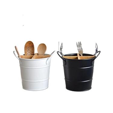 Imagem de Carrinho de cozinha, organizador de talheres de cozinha, suporte de faca, garfo separado, ferramenta de cozinha, organizador de despensa, suportes de vegetais para cozinhas (cor: branco)