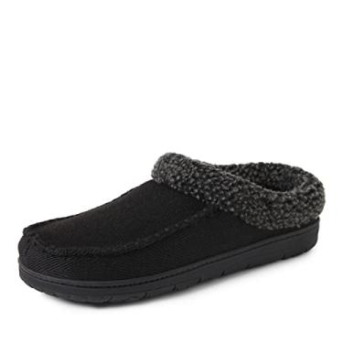 Imagem de Dearfoams Pantufa masculina respirável de espuma viscoelástica Brendan Clog House com larguras largas, Preto (sarja), 9-10