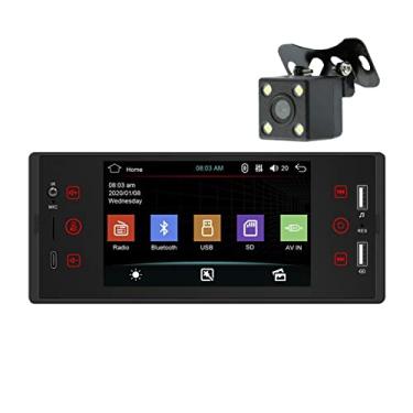 Imagem de Suporte para receptor de unidade principal DIN única Mirror Link, estéreo de carro no painel com tela sensível ao toque de 5 polegadas, sistema de áudio e vídeo com rádio FM Bluetooth