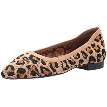 Imagem de Bella Vita Sapatilha feminina Mireya bico fino, Malha de leopardo, 6 Narrow