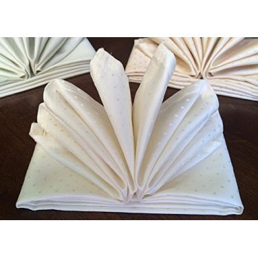 Imagem de Guardanapos de jantar Atlas Kitchen com estampa de bolinhas brancas 18x18 em massa 100% algodão Pima natural para eventos, casamentos e jantares – Conjunto de 8