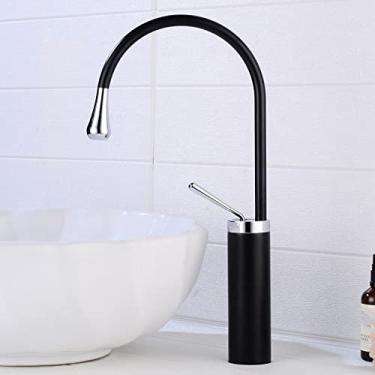 Imagem de Torneira de bacia de alavanca única 360 rotação bico misturador de bronze torneira para cozinha ou banheiro bacia de água misturador escova de ouro, preto cromado, alto, china