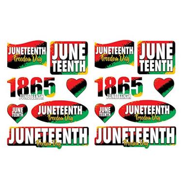 Imagem de Beistle 2 folhas (14 peças) adesivos de decoração de parede 1865 Juneteenth Décor 19th Independence Day Afro-American Freedom Liberation, 30,5 x 43,1 cm, vermelho/preto/verde/amarelo/branco