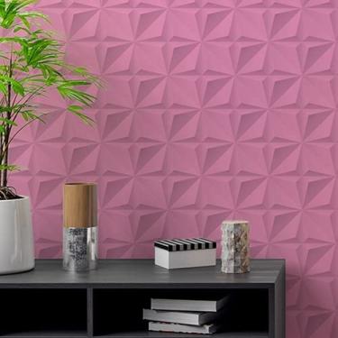 Imagem de Papel De Parede Adesivo Gesso 3d Triangular Rosa Bebê 1m