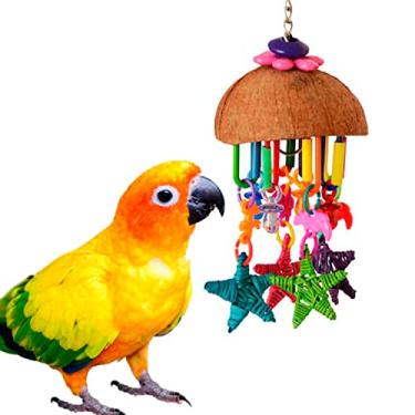 Imagem de Super Bird Creations SB896 Brinquedo de pássaro com estrelas vendo e pássaro, tamanho pequeno e médio, 24 cm x 9 cm