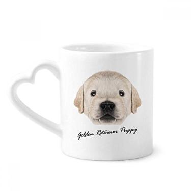 Imagem de Caneca treinada Golden Retriever filhote de cachorro animal caneca café cerâmica copo de coração de vidro